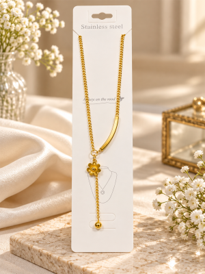 A minimalist floral Y-necklace to add a unique and stylish vibe to your outfit!